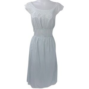 Vtg 60s Godfried house dress sz S semi sheer Yoke lace shabby chic cottage